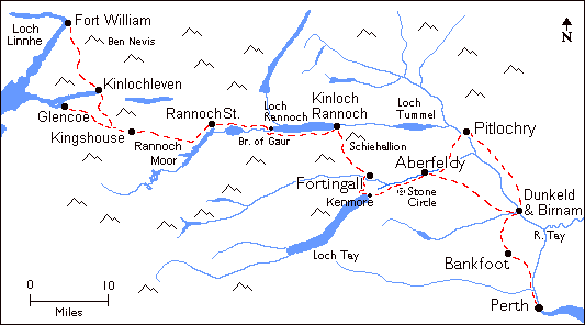 map showing route of Coast to Coast